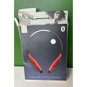 iLive Wireless Stereo Headset Red Around the Neck Bluetooth Earbuds IAEB25R